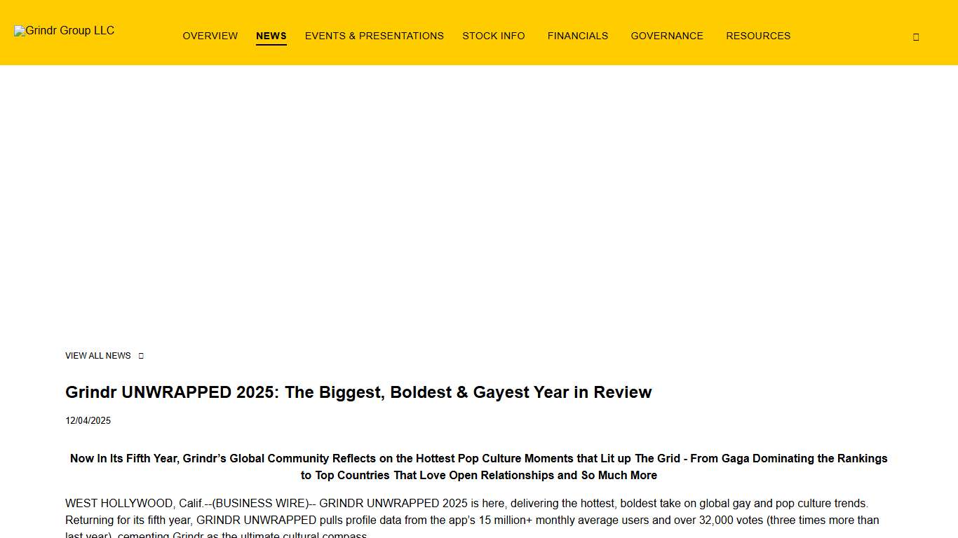 Grindr Inc. - Grindr UNWRAPPED 2025: The Biggest, Boldest & Gayest Year in Review